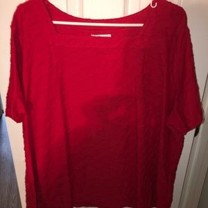 Kim Rogers square neck red blouse